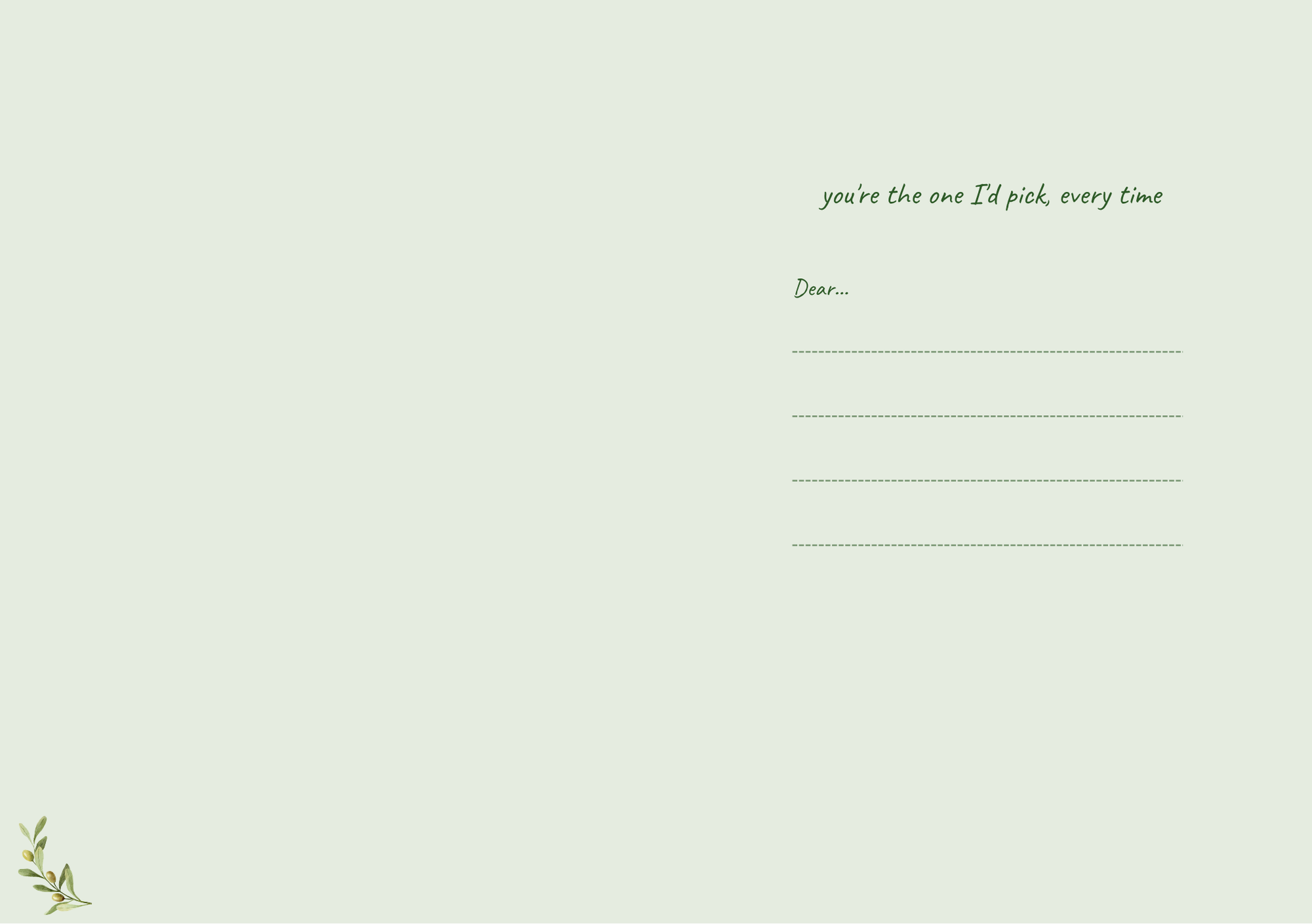 Olive You More Than You'll Ever Know – Botanical Greeting Card (A5)