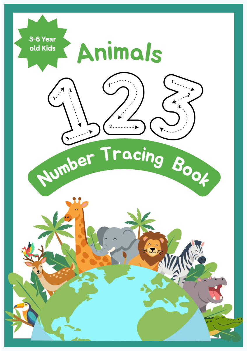 Animals 123 Numbers Tracing & Activity Workbook (A4 Wiro-Bound)