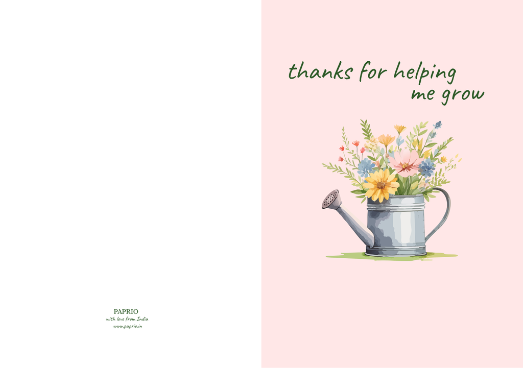 Thanks For Helping Me Grow – Botanical Greeting Card (A5)