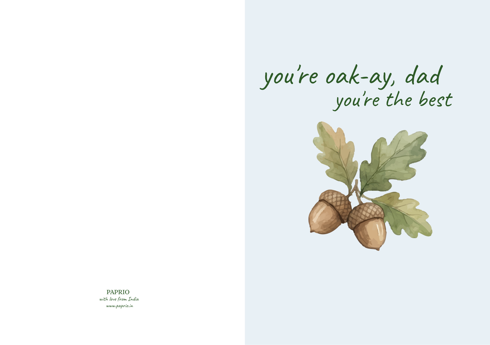 You're Oak-Ay, Dad You're The Best – Botanical Greeting Card (A5)