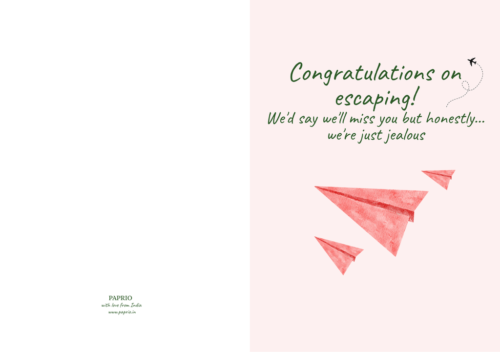 Congratulations On Escaping! We'll Miss You – Farewell Card (A5)