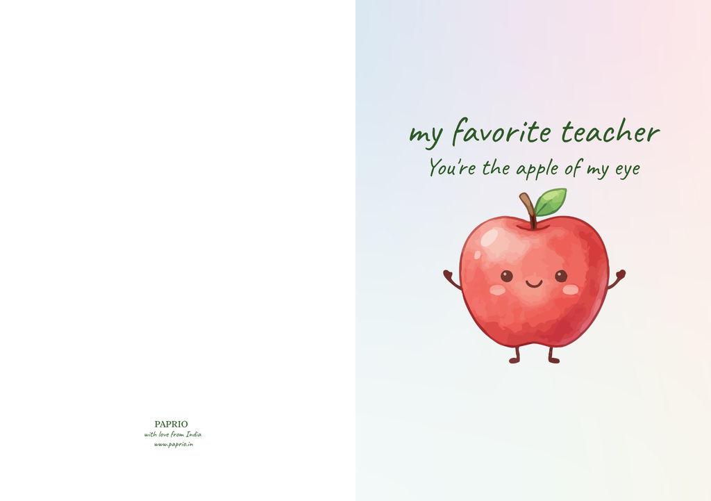 My Favorite Teacher, You're The Apple Of My Eye – Teacher Card (A5)
