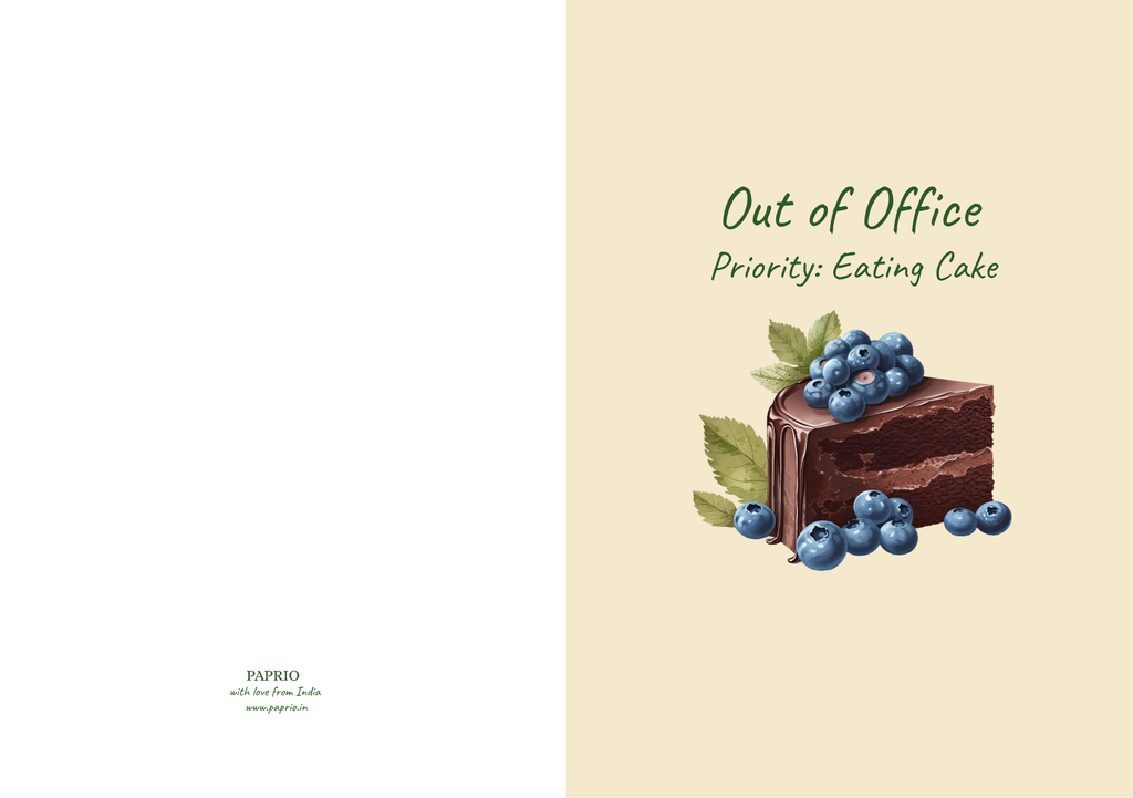 Out Of Office: Priority Eating Cake – Funny Birthday Card (A5)