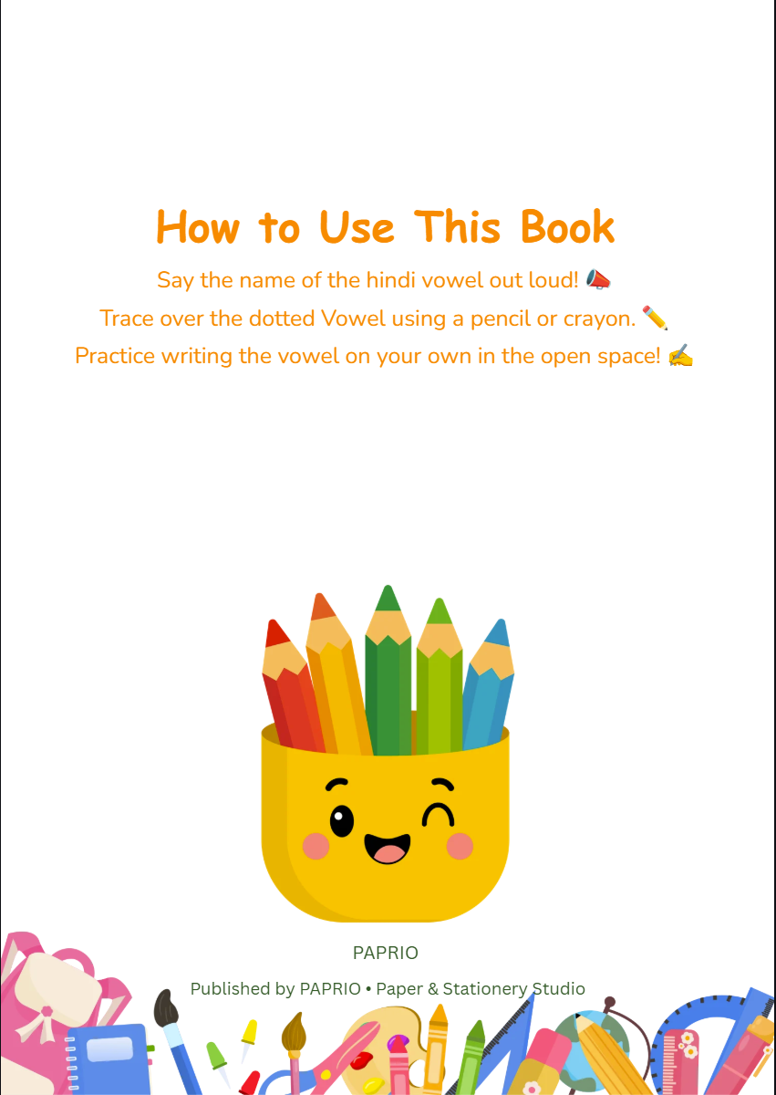 Hindi Varnamala Swar Tracing Workbook for Kids (A4 Wiro-Bound)